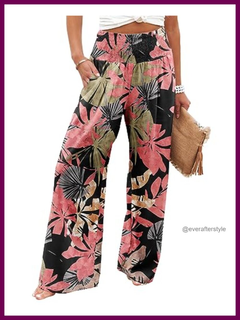 Womens High Waisted Wide Leg Palazzo Pants with Pockets